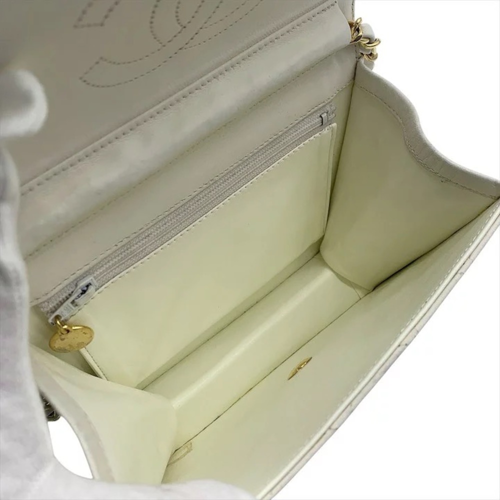 Authentic CHANEL mini classic flap 24k gold white lambskin shoulder bag - Picture 4 of 11